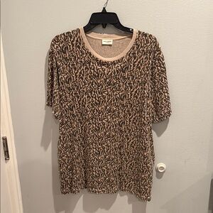 Saint Laurent Brown and Black Patterned Short Sleeve Top